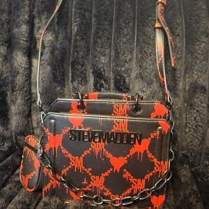 Steve Madden Black and Red Crossbody Bag